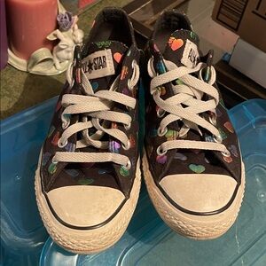 Converse women’s low top Sneakers - Black with hologram Hearts